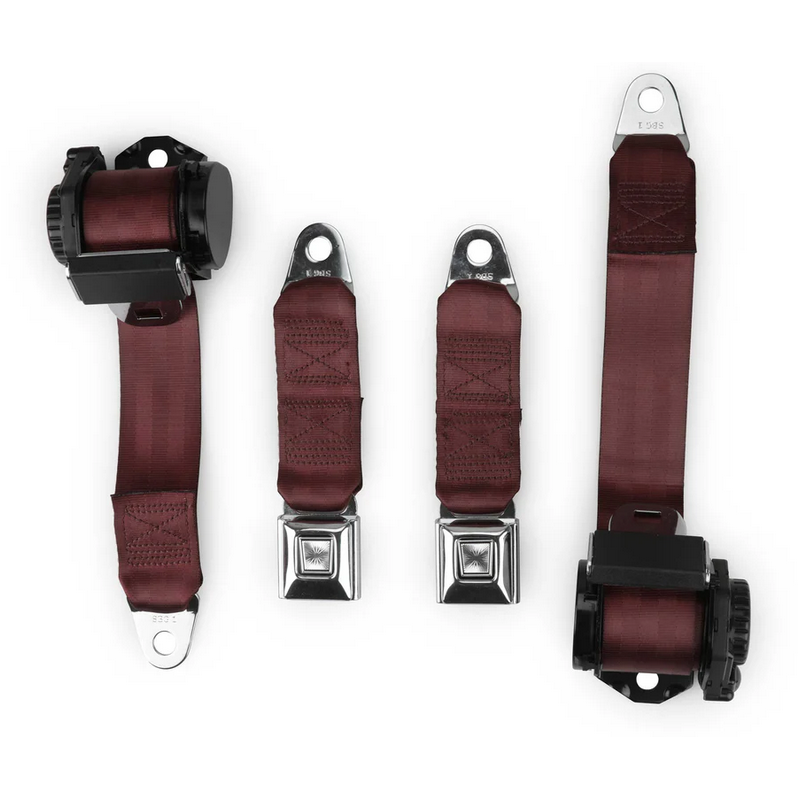 CHEVROLET CORVETTE 1978-1982 MARRON maroon two passenger shoulder belt system single retractors RETROBELT RB-7882V-MAR