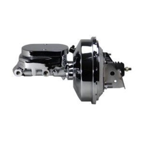 CHEVROLET CAMARO 1967-1969 MAITRE CYLINDRE ALUMINIUM DOUBLE CUVE + MASTERVAC BOOSTER CHROME 9 POUCES (avec freins a disque avant
