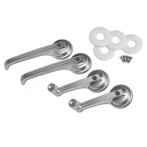 FORD MUSTANG FIN 1965-1967 FASTBACK SET COMPLET DE POIGNEES DE PORTE ET VITRE SATIN inside door handle and window crank set SCOT