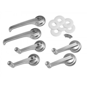 FORD MUSTANG 1965-1967 COUPE ET CABRIOLET KIT DE POIGNEES DE PORTE ET VITRE FINITION SATIN door handle and window crank kit sati