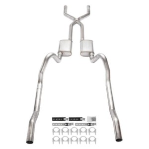 DODGE CHARGER 1966-1974 V8 273 318 340 360 361 383 400 426 440 LIGNE D'ECHAPPEMENT AVEC SILENCIEUX + FIXATIONS Pypes Header Cros