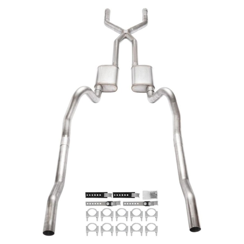 DODGE CHARGER 1966-1974 V8 273 318 340 360 361 383 400 426 440 LIGNE D'ECHAPPEMENT AVEC SILENCIEUX + FIXATIONS Pypes Header Cros