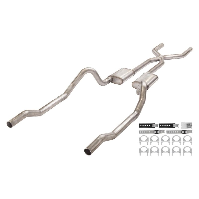 DODGE CHARGER 1966-1974 V8 273 318 340 360 361 383 400 426 440 LIGNE D'ECHAPPEMENT SANS SILENCIEUX + FIXATIONS Pypes Header Cros