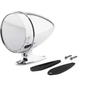 FORD MUSTANG 1964-1968 RETROVISEUR EXTERIEUR RACING FORME RONTUNDA BULLET ENTRAXE EMBASE COURTE 81 mm AVEC MIROIR STANDARD Chrom
