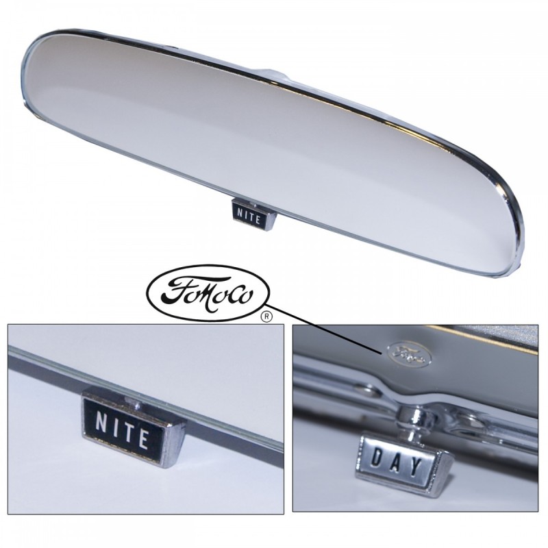 FORD MUSTANG 1965-1966 MIROIR RETROVISEUR CENTRAL INTERIEUR AVEC LOGO FoMoCo JOUR NUIT Day night mirror with FoMoCo logo SCOTT D