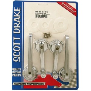 FORD MUSTANG FIN 1965-1967 FASTBACK SET COMPLET DE POIGNEES DE PORTE ET VITRE CHROME door handle and window crank kit SCOTT DRAK