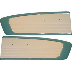 FORD MUSTANG 1966 PAIRE DE PANNEAUX DE PORTE BLEU AQUA BLANC Door panels aqua white SCOTT DRAKE C6ZZ65239423A/W