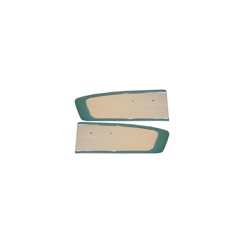 FORD MUSTANG 1966 PAIRE DE PANNEAUX DE PORTE BLEU AQUA BLANC Door panels aqua white SCOTT DRAKE C6ZZ65239423A/W