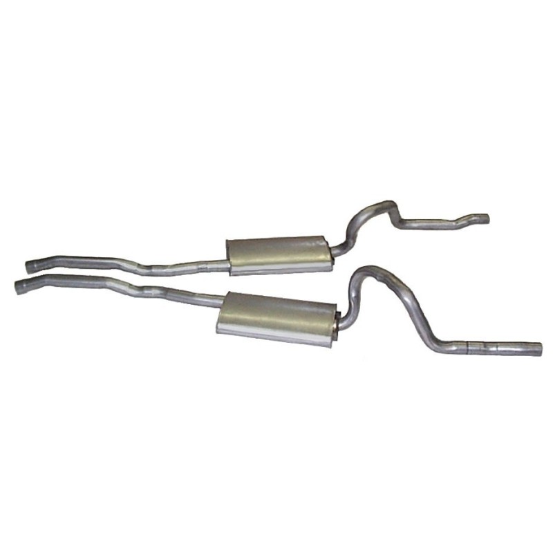 FORD MUSTANG 1970 V8 SYSTEME D'ECHAPPEMENT ORIGINE AVEC AMORTISSEURS DECALES Exhaust OEM Mach 1 exhaust sys For staggered shock
