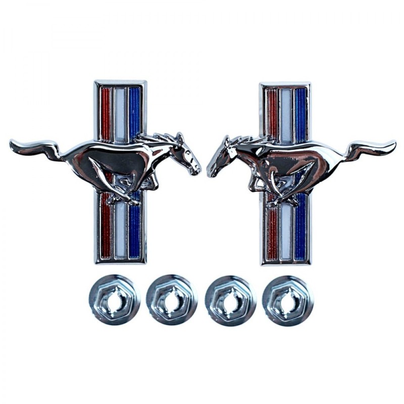 FORD MUSTANG 1969-1970 PAIRE D EMBLEMES DE PANNEAUX DE PORTE Door panel emblems pair SCOTT DRAKE C9ZB-6520820-3