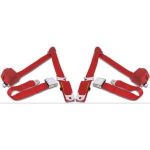 FORD MUSTANG 1964-1973 COUPE ET FASTBACK PAIRE DE CEINTURES DE SECURITE 3 points ROUGE seat belt red SCOTT DRAKE SB-3P-BR