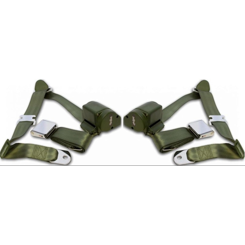 FORD MUSTANG 1964-1973 COUPE ET FASTBACK PAIRE DE CEINTURES DE SECURITE 3 points VERT seat belt green SCOTT DRAKE SB-3P-GN