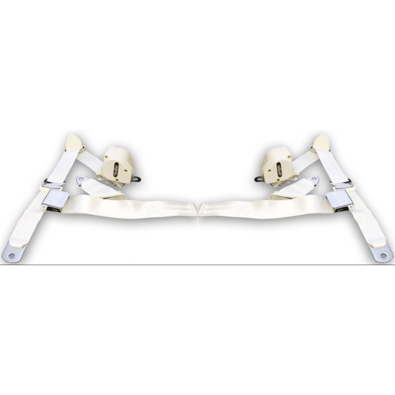 FORD MUSTANG 1964-1973 COUPE ET FASTBACK PAIRE DE CEINTURES DE SECURITE 3 points BLANCHE seat belt white SCOTT DRAKE SB-3P-WT