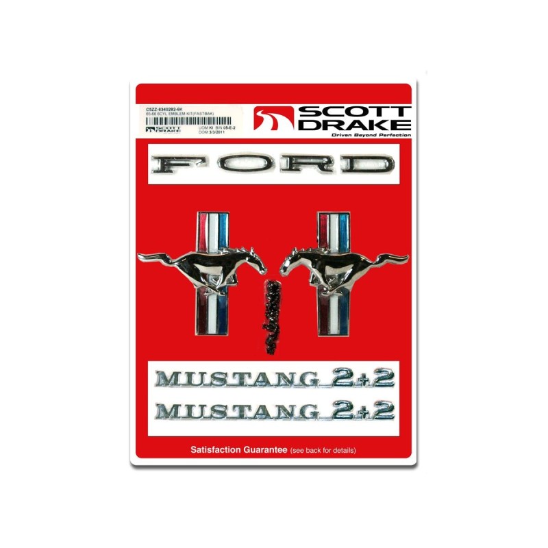 FORD MUSTANG 1965-1966 EMBLEME OFFICIEL DE FASTBACK 6 CYLINDRES Fastback emblem 6 cylinder SCOTT DRAKE C5ZZ-6340282-6K