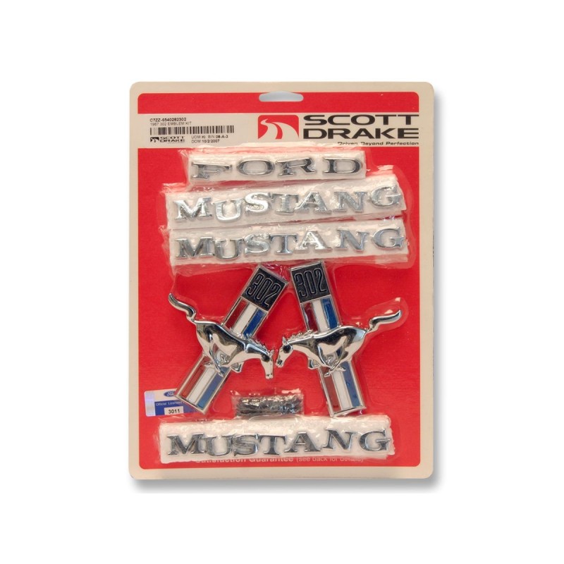 FORD MUSTANG 1967 EMBLEME OFFICIEL 302 emblem kit 302 SCOTT DRAKE C7ZZ-6540282302