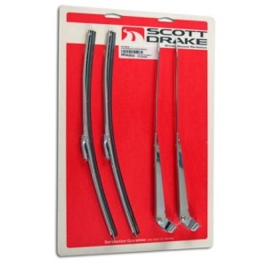 FORD MUSTANG 1966-1968 KIT COMPLET D ESSUIE GLACE POLI EN INOX windshield wiper arm and blade kit polished stainless steel SCOTT