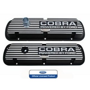 FORD MUSTANG 1965-1973 V8 260 289 302 351W SHELBY PAIRE DE CACHE CULBUTEURS NOIR ALUMINIUM LETTRAGE COBRA valve covers solid let