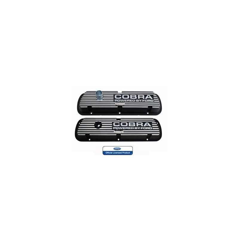 FORD MUSTANG 1965-1973 V8 260 289 302 351W SHELBY PAIRE DE CACHE CULBUTEURS NOIR ALUMINIUM LETTRAGE COBRA valve covers solid let