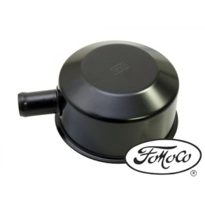 FORD MUSTANG 1965-1970 PUSH ON CAPSULE BOUCHON D HUILE AVEC TUBE LOGO FOMOCO NOIR oil cap with tube Fomoco logo black SCOTT DRAK