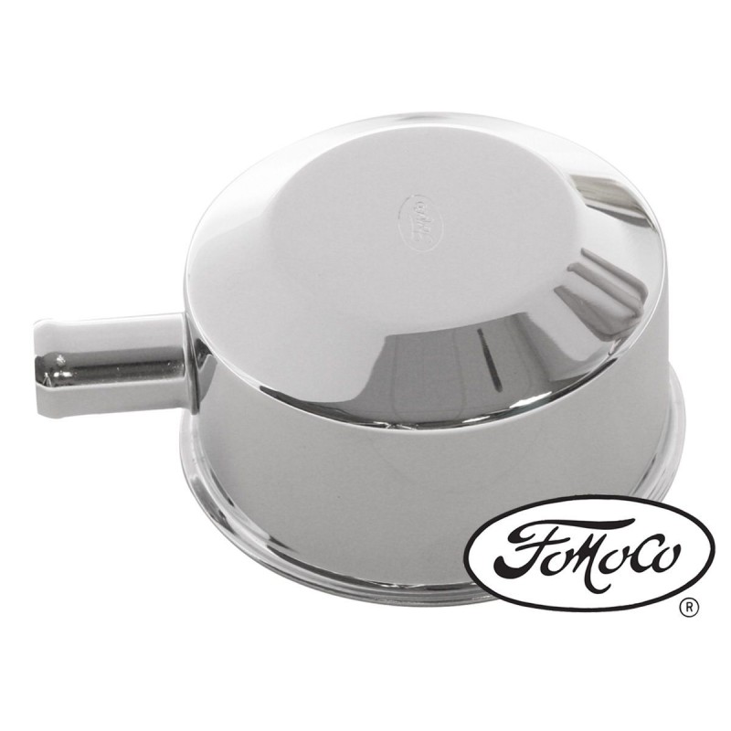 FORD MUSTANG 1965-1967 PUSH ON CAPSULE BOUCHON D HUILE SHELBY AVEC LOGO FOMOCO CHROME Shelby oil cap with Fomoco logo chrome SCO