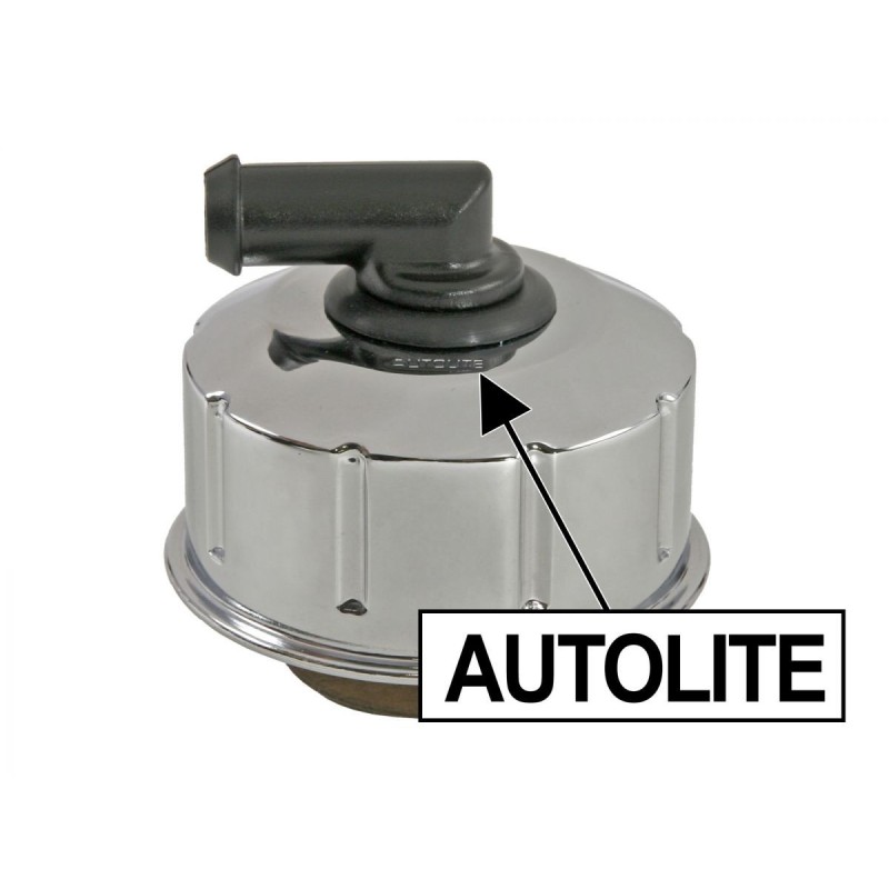 FORD MUSTANG 1968-1970 TWIST IN CAPUCHON BOUCHON D HUILE CHROME AVEC LOGO AUTOLITE Closed Emissions Oil Cap Chrome Finish SCOTT