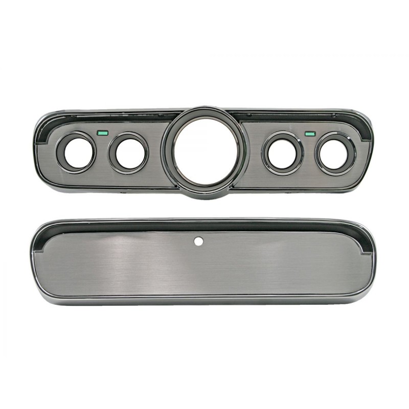 FORD MUSTANG 1965-1966 INSERTS DE BOITE A GANTS ET TABLEAU DE BORD AVEC ALUMINIUM BROSSE Instrument Panel and Glove Box with Bru