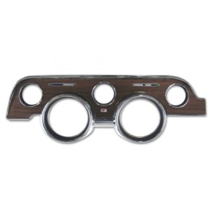 FORD MUSTANG 1968 FACADE DE COMPTEUR STYLE BOIS ET METAL Instrument Bezel with metal backed wood grain winyl inserts SCOTT DRAKE