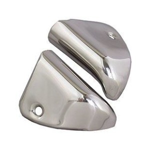 FORD MUSTANG 1965-1968 PAIRE D ANGLE CHROME DE PANNEAUX LATERAUX quarter panel trim caps SCOTT DRAKE C5ZZ-6531490-1