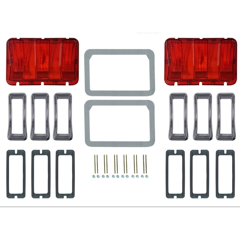FORD MUSTANG 1967 KIT DE FEUX ARRIÈRE COMPLET LICENCE FORD Concours Tail Lamp Bezel and lens Master kit SCOTT DRAKE KIT-ELC-5-DL