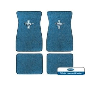 FORD MUSTANG 1964-1973 SET DE TAPIS DE SOL BRODES BLEU BRILLANT Embroidered Carpet Floor Mats Set bright blue SCOTT DRAKE ACC-FM