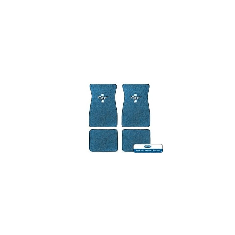 FORD MUSTANG 1964-1973 SET DE TAPIS DE SOL BRODES BLEU BRILLANT Embroidered Carpet Floor Mats Set bright blue SCOTT DRAKE ACC-FM