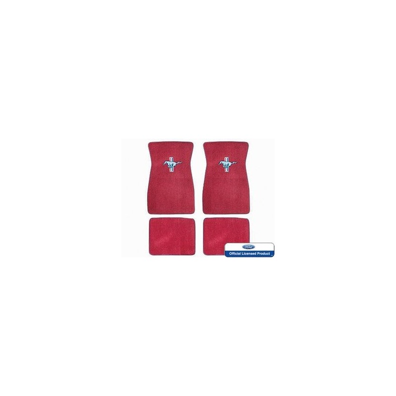 FORD MUSTANG 1964-1973 SET DE TAPIS DE SOL BRODES ROUGE VIF Embroidered Carpet Floor Mats Set Bright red SCOTT DRAKE ACC-FM-EMB