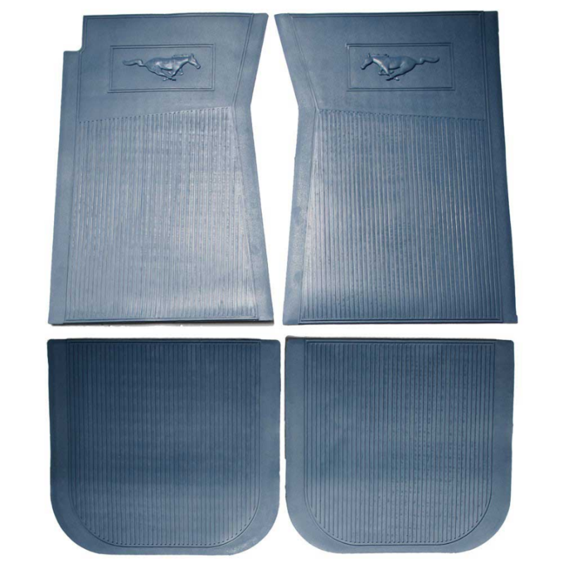 FORD MUSTANG 1964-1973 TAPIS D INTERIEUR PONY BLEU OFFICIEL FORD pony floor mats blue 4 pieces Official Ford SCOTT DRAKE C5ZZ-65