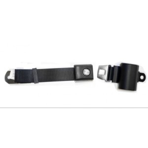 FORD MUSTANG 1964-1970 CEINTURE AVEC BOUCLE BOUTON POUSSOIR RETRACTABLE NOIR Black Retractable Seat Belt with Starburst Pushbutt