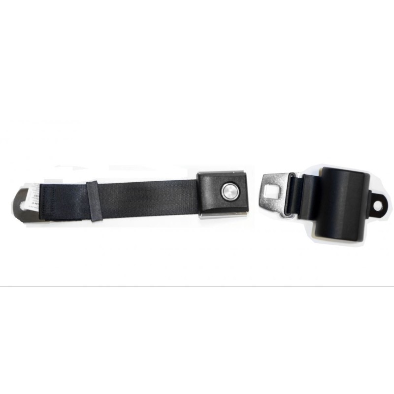 FORD MUSTANG 1964-1970 CEINTURE AVEC BOUCLE BOUTON POUSSOIR RETRACTABLE NOIR Black Retractable Seat Belt with Starburst Pushbutt