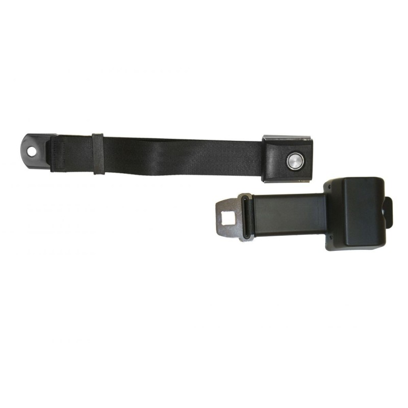 FORD MUSTANG 1968-1973 CEINTURE DE SECURITE AVEC BOUTON PUSH PRESSE NOIRBlack retractable seat belt with starburst pushbutton bu