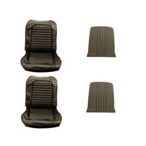 FORD MUSTANG 1964-1965 COUPE CABRIOLET FASTBACK PAIRE DE COUVRE SIEGE AVANT NOIR Front Seat Upholstery Black Pair SCOTT DRAKE 65