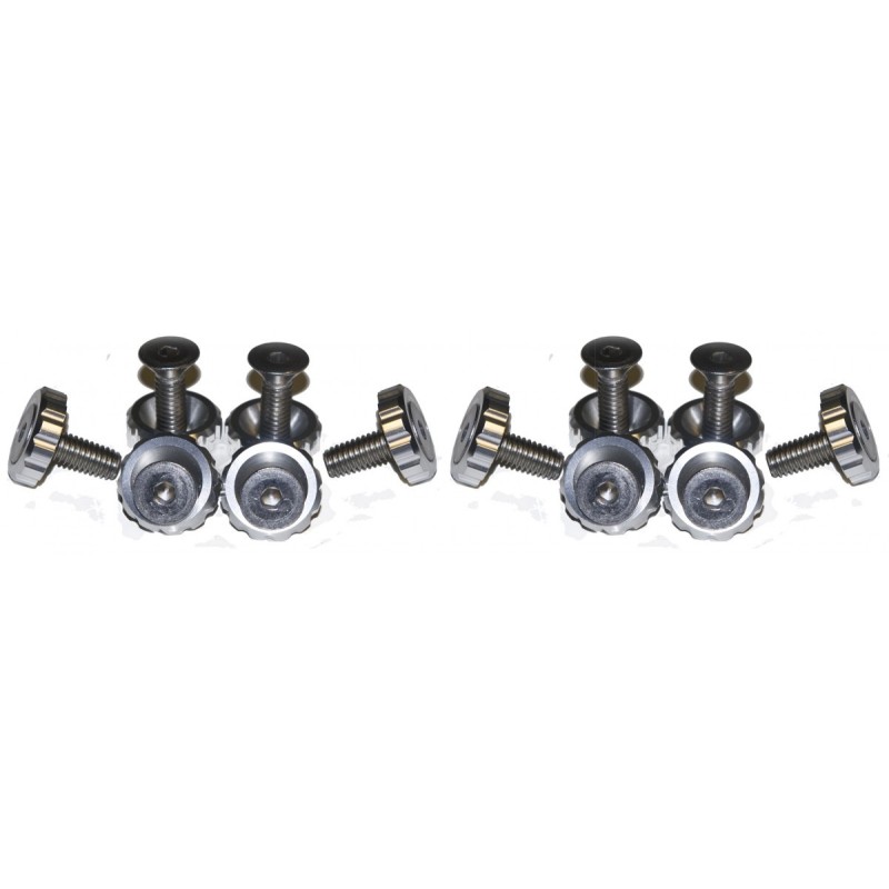 FORD MUSTANG 1964-1973 KIT FIXATION AILES AVANT VIS INOX ET ALUMINIUM Billet under hood hardware 24 pieces SCOTT DRAKE 378178-BL