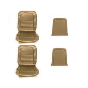 Obsolète FORD MUSTANG 1967 COUPE CABRIOLET FASTBACK PAIRE DE COUVRE SIEGE AVANT MARRON CAMEL Front Bucket Upholstery Saddle Pair