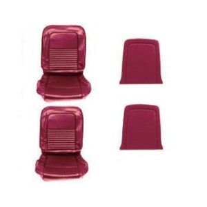 FORD MUSTANG 1969 COUPE CABRIOLET FASTBACK PAIRE DE COUVRE SIEGE AVANT ROUGE FONCE Front Bucket Upholstery Dark Red Pair SCOTT D