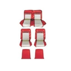 FORD MUSTANG 1965-1966 CABRIOLET CONVERTIBLE DELUXE COUVRE SIEGE PONY ROUGE et BLANC Pony Upholstery Bright Red/White SCOTT DRAK
