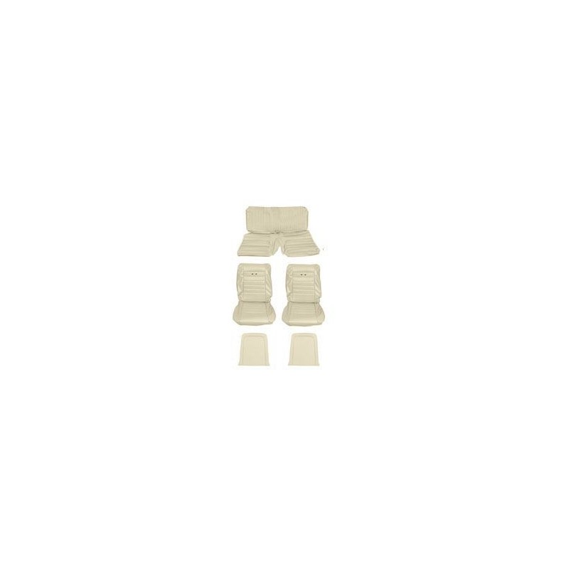 FORD MUSTANG 1965-1966 FASTBACK DELUXE COUVRE SIEGE PONY BLANC Pony Upholstery White SCOTT DRAKE 65FB-P-FULL-WT