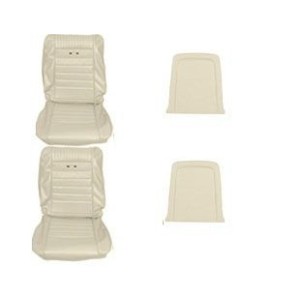 FORD MUSTANG 1965 COUVRE SIEGE AVANT PONY BLANC Front Buket seat Pony Upholstery White SCOTT DRAKE 65-P-BUCK-WT