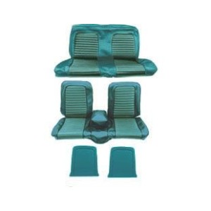 FORD MUSTANG 1966 COUPE SET COMPLET DE COUVRE SIEGE BANC BLEU TURQUOISE AVEC BANQUETTE AVANT + ARRIERE Bench Seat Full Upholster