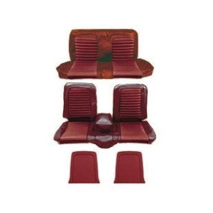 FORD MUSTANG 1966 COUPE SET COMPLET DE COUVRE SIEGE BANC ROUGE FONCE AVEC BANQUETTE AVANT + ARRIERE Bench Seat Full Upholstery D