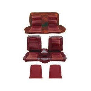 FORD MUSTANG 1966 CABRIOLET CONVERTIBLE SET COMPLET DE COUVRE SIEGE ROUGE FONCE AVEC BANQUETTE AVANT + ARRIERE Bench Seat Full U
