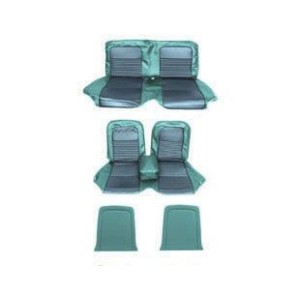 FORD MUSTANG 1967 COUPE SET COMPLET DE COUVRE SIEGE BANC BLEU TURQUOISE AVEC BANQUETTE AVANT + ARRIERE Bench Seat Full Upholster