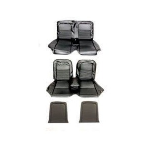 FORD MUSTANG 1967 COUPE SET COMPLET DE COUVRE SIEGE BANC NOIR EAU AVEC BANQUETTE AVANT + ARRIERE Bench Seat Full Upholstery Blac