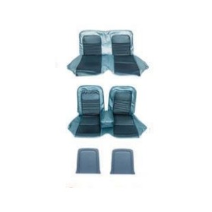 FORD MUSTANG 1967 COUPE SET COMPLET DE COUVRE SIEGE BANC BLEU AVEC BANQUETTE AVANT + ARRIERE Bench Seat Full Upholstery Blue SCO