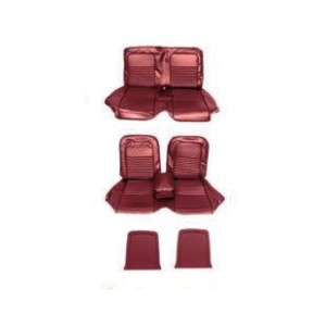 FORD MUSTANG 1967 COUPE SET COMPLET DE COUVRE SIEGE BANC ROUGE FONCE AVEC BANQUETTE AVANT + ARRIERE Bench Seat Full Upholstery D